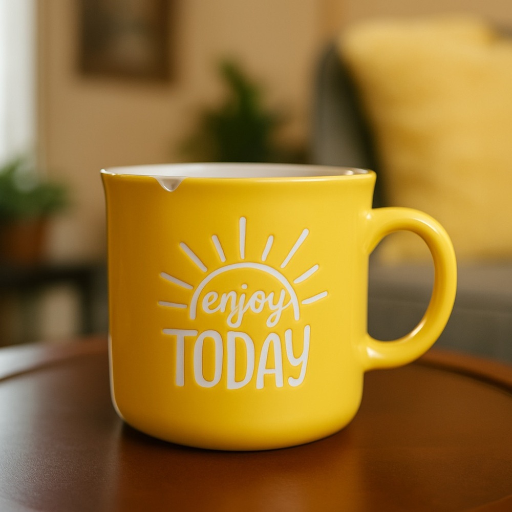 Bright Yellow “Enjoy Today” Mug | 4” Planter or Coffee Tea Cup Mug☀️